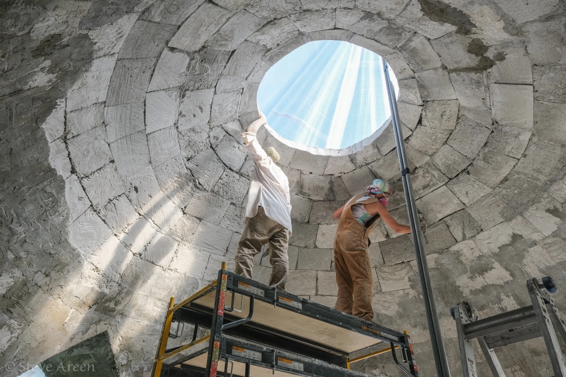 Interior construction view looking up through the dome oculus.