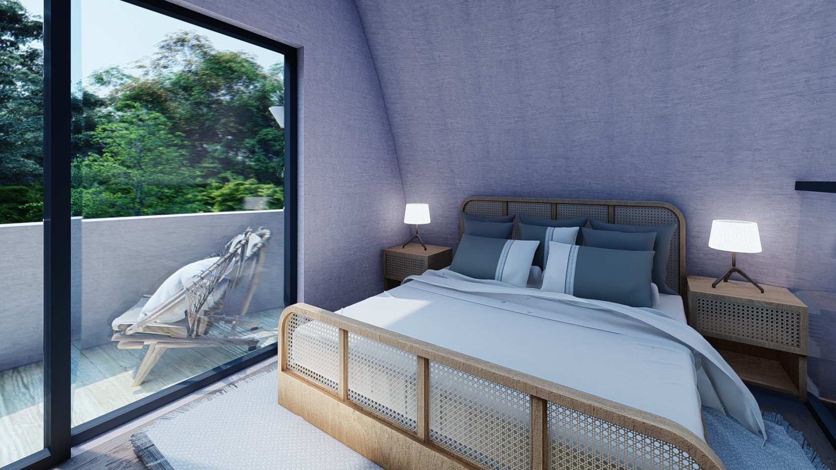 Veils bedroom with outdoor connection.