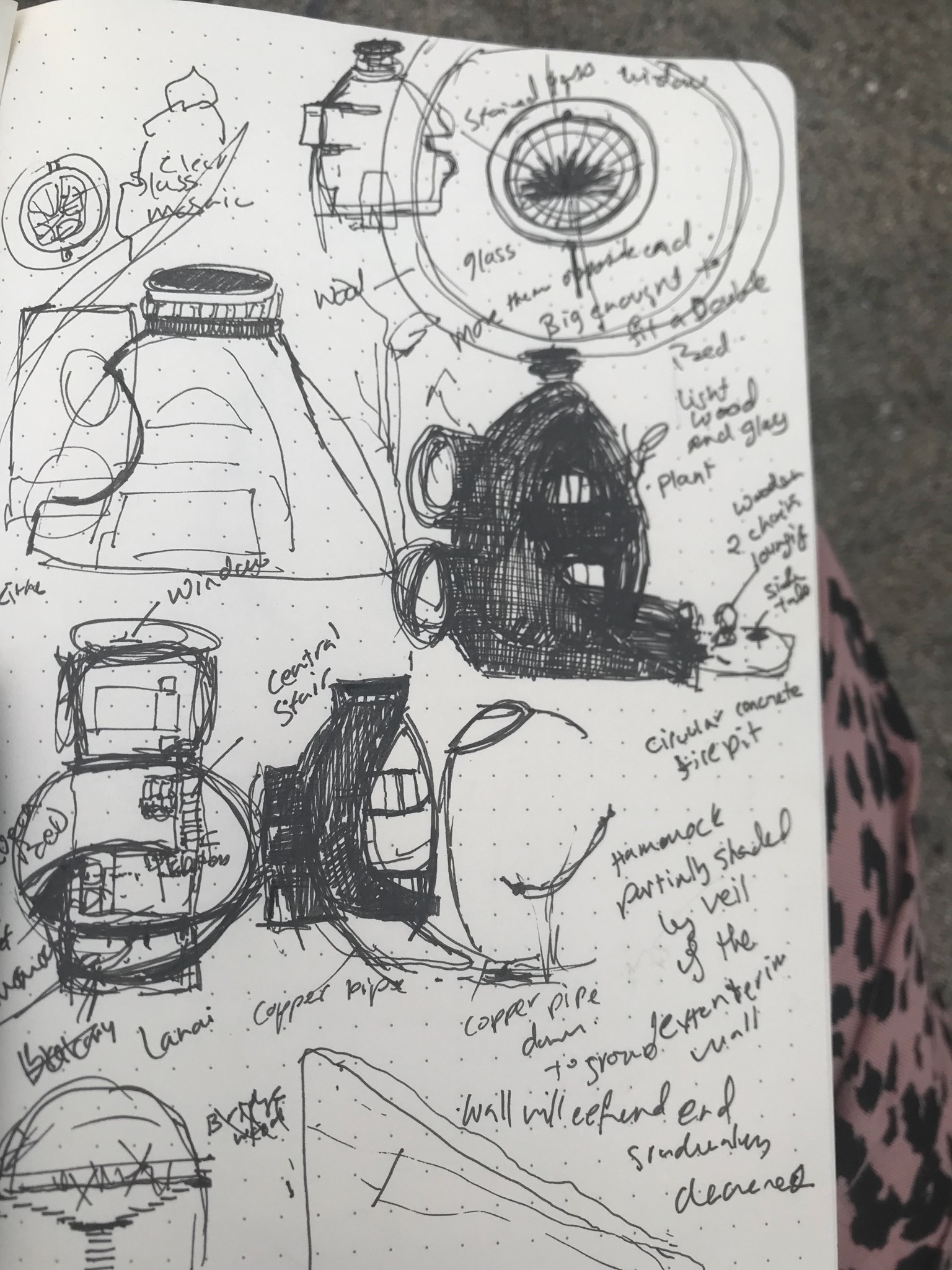 Original hand sketch for the Veils eco-dome concept.