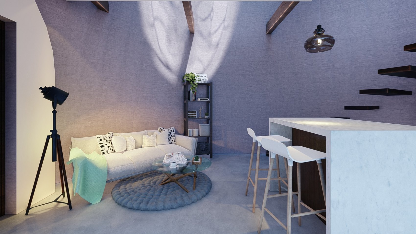 Veils living area and kitchen.